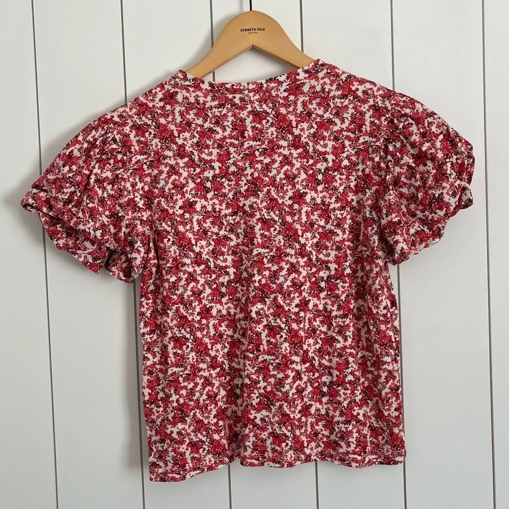 Zara Pink Floral Puff Sleeve Top